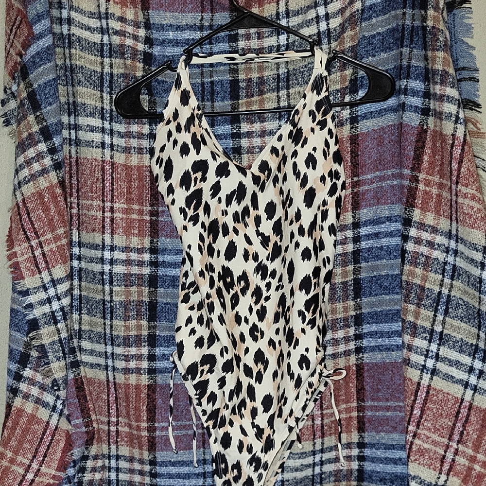 Kona Sol Black and White Animal Print One Piece Swimsuit